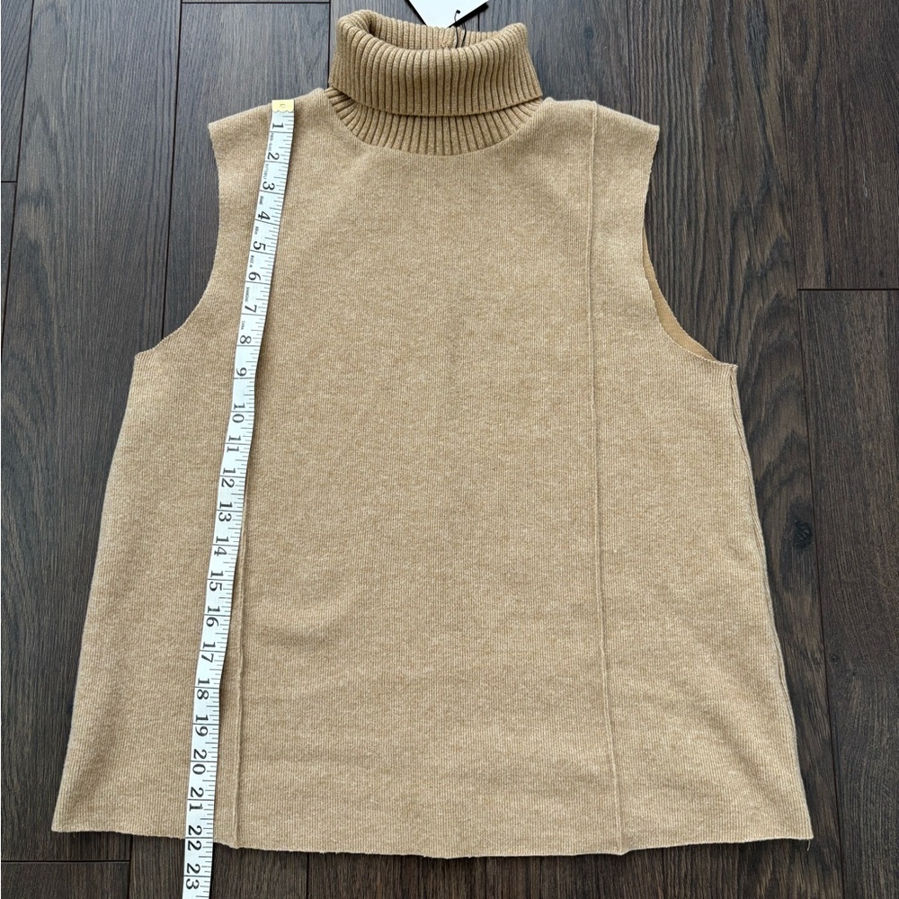 Zara High Collar Sleeveless Knit Sweater Tan Small NWT - Picture 7 of 8